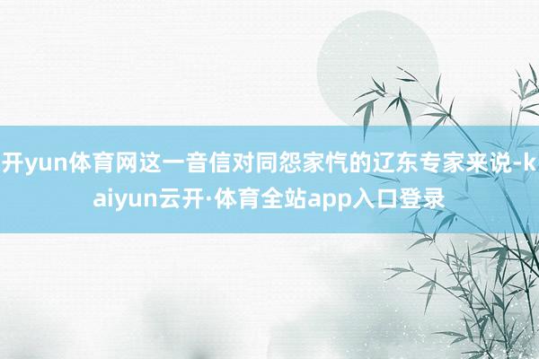 开yun体育网这一音信对同怨家忾的辽东专家来说-kaiyun云开·体育全站app入口登录