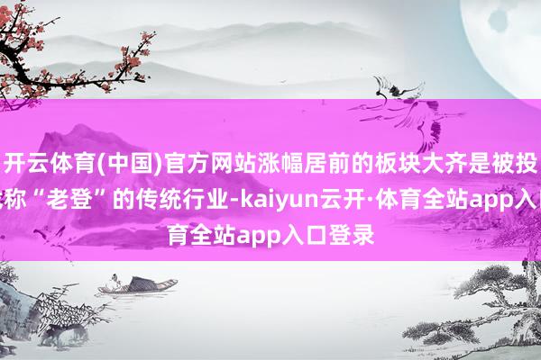 开云体育(中国)官方网站涨幅居前的板块大齐是被投资者戏称“老登”的传统行业-kaiyun云开·体育全站app入口登录